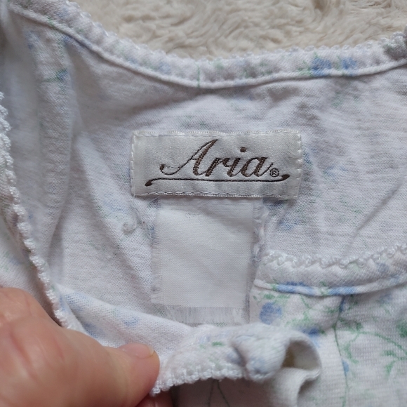 Aria White Flannel Blue Floral Long Nightgown Pockets Cottagecore Grandmacore - Picture 3 of 7